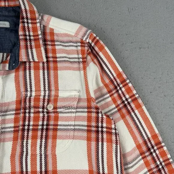 Outerknown Blanket Shirt Women’s M/L Orange Plaid Button Up Heavyweight - Picture 5 of 16